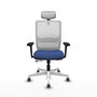 PIQUERAS Y CRESPO Silla de oficina Haches con mecanismo Sincro/Traslack Azul marino y Blanco
