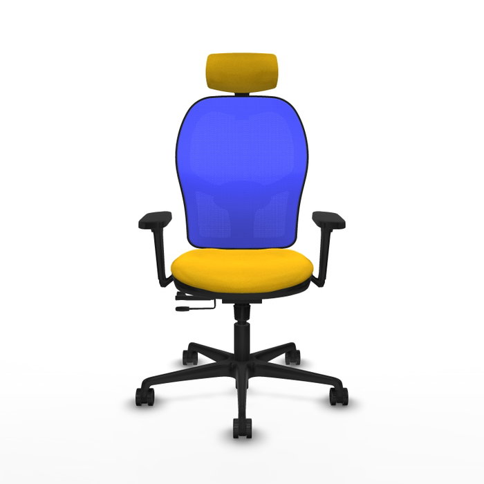PIQUERAS Y CRESPO Silla de oficina Jorquera con mecanismo Sincro/Traslack, Amarillo y Azul