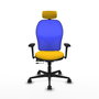 PIQUERAS Y CRESPO Silla de oficina Jorquera con mecanismo Sincro/Traslack, Amarillo y Azul