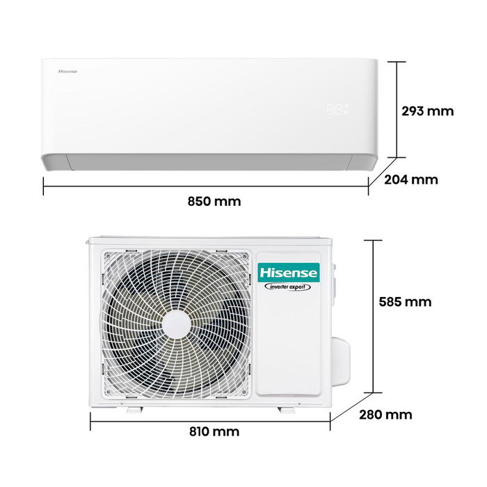 Hisense Aire Acondicionado Split Uni Pure HB35XU0A, 3500W Frío 3900W Calor, WiFi, A+++, 26dB Silencioso, 220-240V