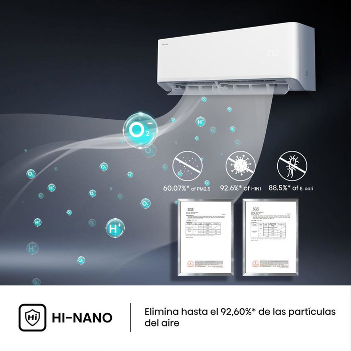 Hisense Aire Acondicionado Split Uni Pure HB35XU0A, 3500W Frío 3900W Calor, WiFi, A+++, 26dB Silencioso, 220-240V
