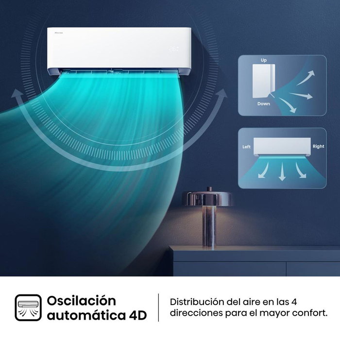 Hisense Aire Acondicionado Split Uni Pure HB35XU0A, 3500W Frío 3900W Calor, WiFi, A+++, 26dB Silencioso, 220-240V