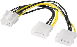 MicroConnect Cable de Alimentación Interno, 2x Conector 5.25" a PCI Express 8 Pines