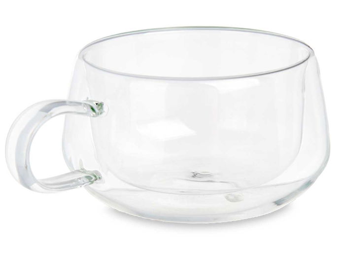 Vivalto Taza de Vidrio Borosilicato para Té, Doble Pared, 280 ml, Transparente, 14x10x6 cm (Set de 24)