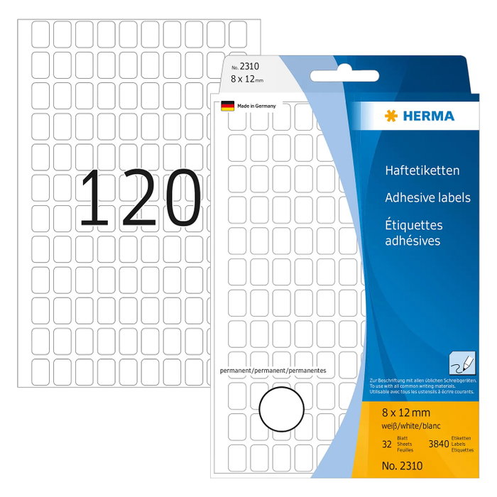 HERMA Etiquetas adhesivas 12,0 x 8,0 mm HERMA Etiquetas adhesivas 12,0 x 8,0 mm