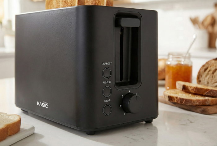 Basic Home Tostadora Negra de 2 Ranuras 600-700W