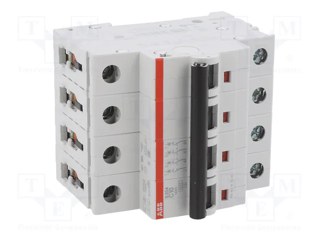 ABB S200 Interruptor magnetotérmico 4 polos 10A 6kA ABB S200 Interruptor magnetotérmico 4 polos 10A 6kA