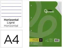 Liderpapel Recambio A4 100 Hojas 100g Horizontal con Doble Margen y 4 Taladros