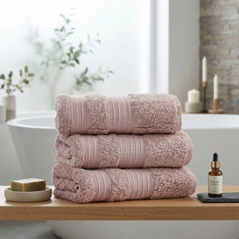 Mijölnir London Wash - Pink Toalla de Baño Rosa de Algodón y Bambú 685 gr/m² 30 x 50 cm