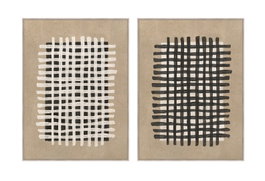 DKD Home Decor Set de 2 Cuadros Lienzo 100x4x140 cm Beige y Negro