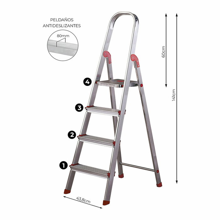 Rolser Escalera de Aluminio de 4 Peldaños