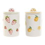 DKD Home Decor Juego de 2 Botes de Porcelana FRUTAS 24, 1.2l