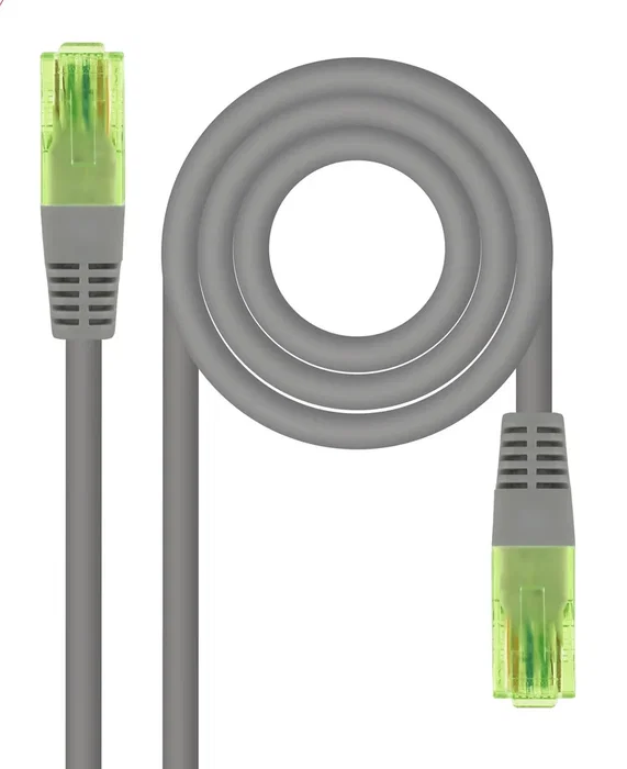 Nanocable 10.20.1402 - Cable de red Ethernet RJ45 CAT.6 UTP CCA AWG26, Gris, 2 metros, 10 Gbps, Macho-Macho