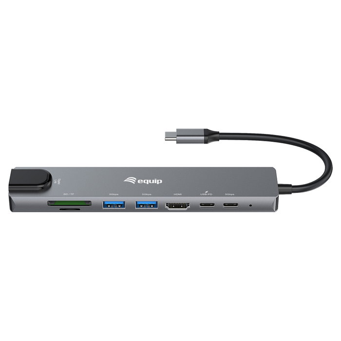 Equip Adaptador USB-C a HDMI, Gigabit Ethernet, 3x USB 3.2 Gen1, SD/TF, Power Delivery 100W