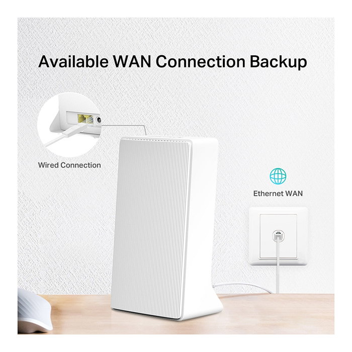 Mercusys MB230-4G AC1200 Router 4G LTE Wi-Fi 5 Dual Banda 300 Mbps, Enrutador Modem con Ranura SIM, Banda 2.4 GHz / 5 GHz, 2 Puertos LAN Gigabit, Color Blanco