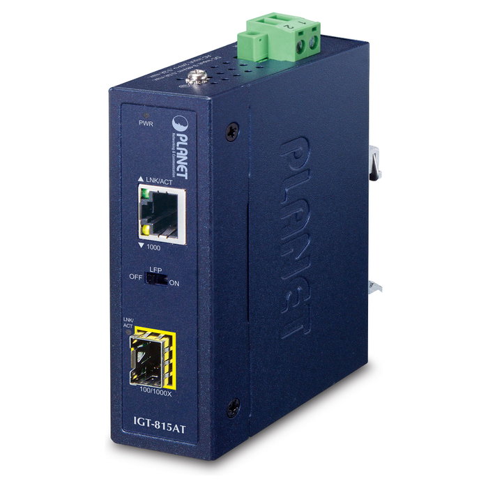 Planet IGT-815AT Convertidor de Medios Industrial Gigabit SFP a 10/100/1000BASE-T Planet IGT-815AT Convertidor de Medios Industrial Gigabit SFP a 10/100/1000BASE-T