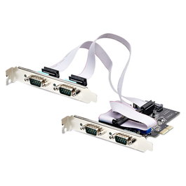 StarTech.com 4-Port Serielle PCIe Karte PCI Express zu RS232/RS422/RS485 DB9 Serielle Karte 16C1050 UART ESD Schutz Windows/Linux