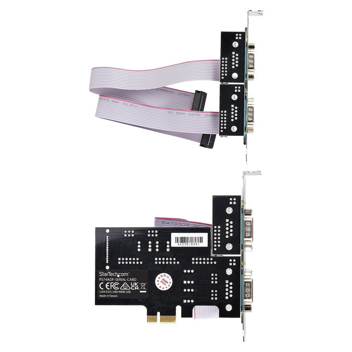 StarTech.com 4-Port Serielle PCIe Karte PCI Express zu RS232/RS422/RS485 DB9 Serielle Karte 16C1050 UART ESD Schutz Windows/Linux