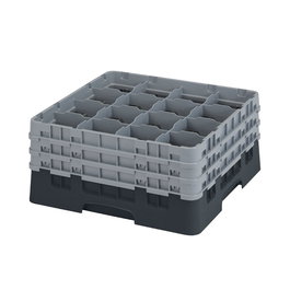 CAMBRO - 16S738-110 - Cesta de lavado 16 comp. 3 alturas - 10,9 cm Ø máx. - alt. máx. 20 cm - 50 x 50 x 22,5 cm - Negro