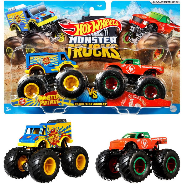 Mattel Hot Wheels Monster Trucks Pack 2 Coche de Demolición Escala 1:64 Modelos Surtidos Mattel Hot Wheels Monster Trucks Pack 2 Coche de Demolición Escala 1:64 Modelos Surtidos