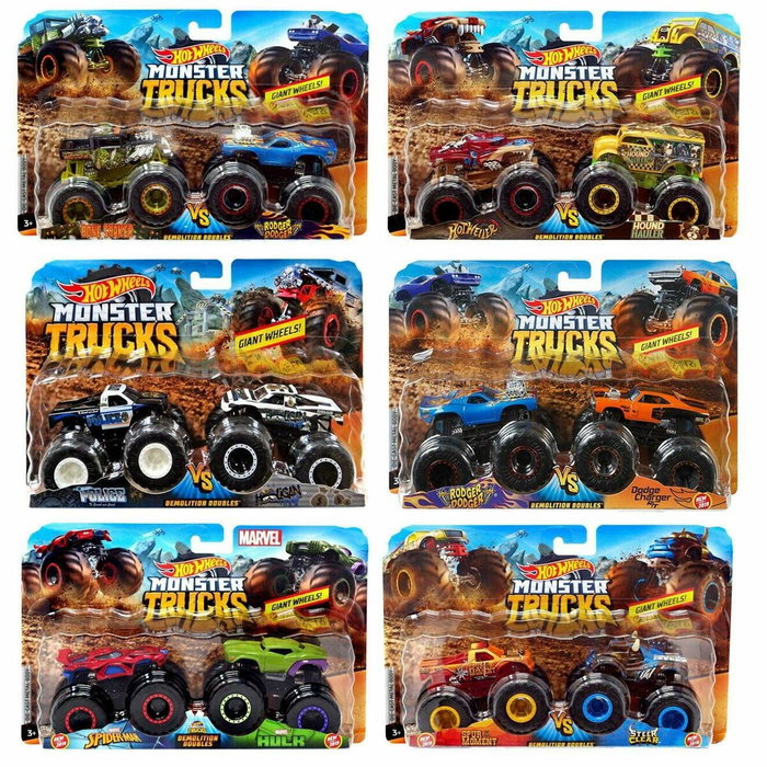 Mattel Hot Wheels Monster Trucks Pack 2 Coche de Demolición Escala 1:64 Modelos Surtidos Mattel Hot Wheels Monster Trucks Pack 2 Coche de Demolición Escala 1:64 Modelos Surtidos