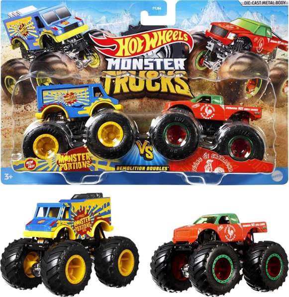Mattel Hot Wheels Monster Trucks Coche de Demolición Pack 2 Coches Escala 1:64 Modelos Surtidos