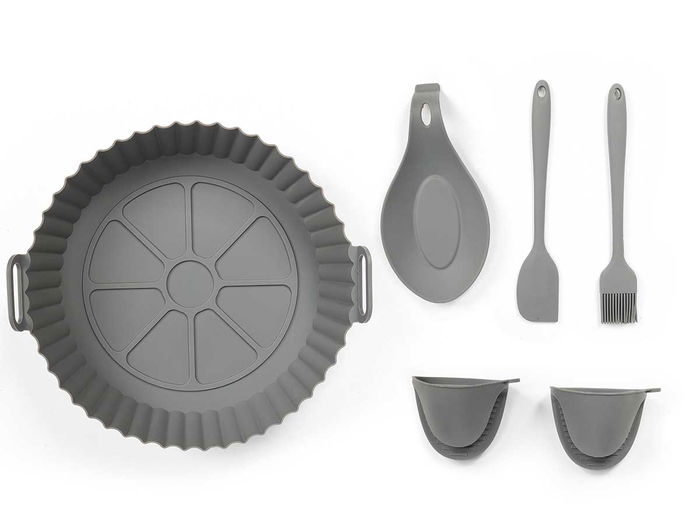 KINVARA Set 6 Utensilios Air Fryer Silicona Gris 20.5x23.5x6 cm (Set de 12)