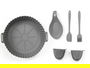 KINVARA Set 6 Utensilios Air Fryer Silicona Gris 20.5x23.5x6 cm (Set de 12)
