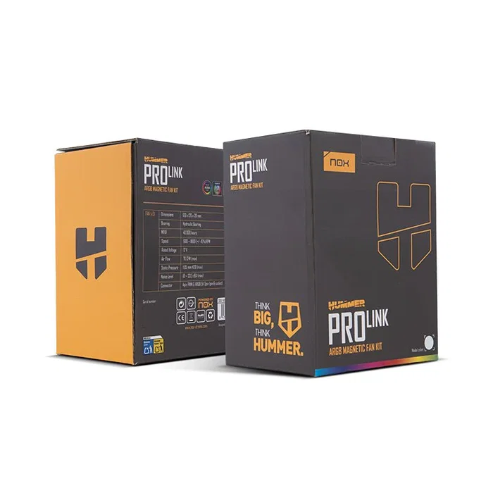 NOX Kit de 3 Ventiladores de PC Hummer Pro Link 120mm ARGB Blanco - Conexión Magnética Sin Cables, PWM, Espejo Infinito, Ultra Silencioso, Refrigeración de Caja