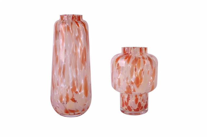 DKD Home Decor Jarrón de Cristal Terracota y Crema 15x15x21 cm