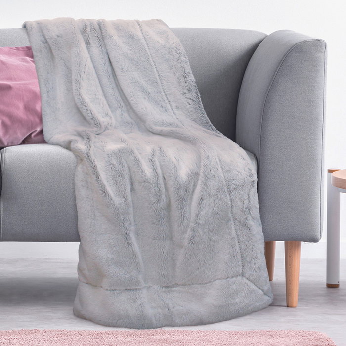 Home Deco Factory Manta Gris XXL 140x200 cm Imitación Piel