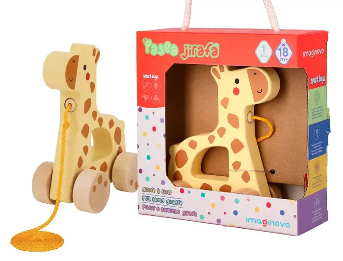Imaginovo Jirafa para Arrastrar con Ruedas de Madera Imaginovo Jirafa para Arrastrar con Ruedas de Madera