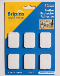 BRIPLAS Fieltro Adhesivo Rectangular 34x24 mm Blanco, 6 Unidades