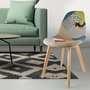 Home Deco Factory Silla Patchwork Diseño Escandinavo Patas Madera Asiento Tela 87x54x47 cm