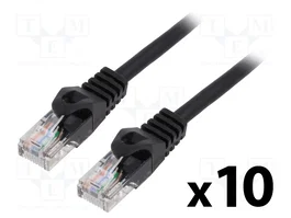 Lanberg Pack de 10 Patchcord Cat 5e UTP 0,5m Negro