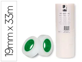 Q-connect Cinta Adhesiva Invisible 33 m x 19 mm, Pack de 8 Unidades, para Embolar, Escribir y Fotocopiar, No Amarillea