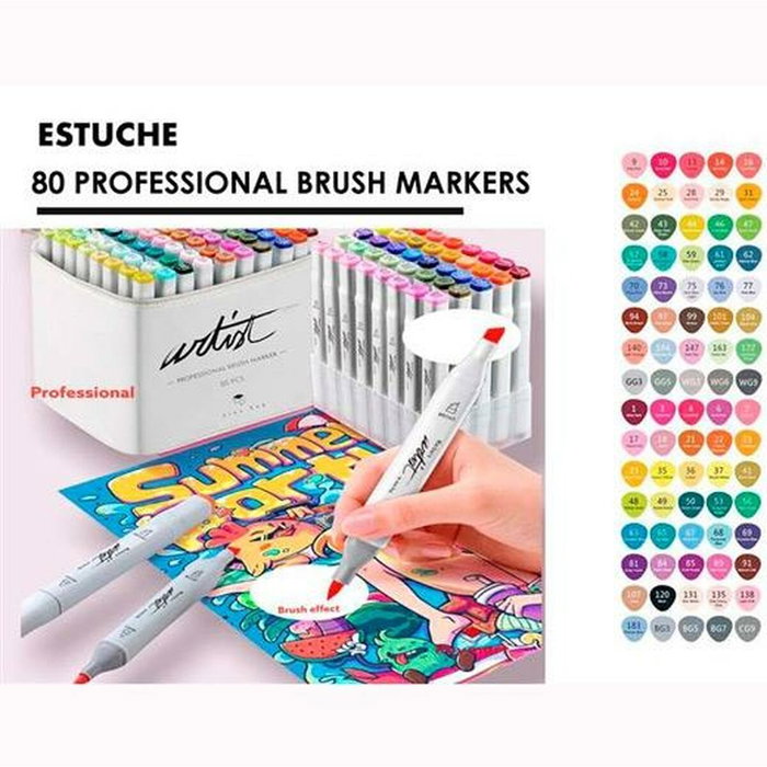 ARTIST BY ALEX BOG Estuche de 80 Rotuladores Professional Brush Doble Punta
