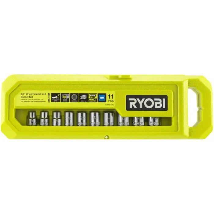 Ryobi Caja de llave de 90 dientes y 10 vasos de 3/8'' compatible con Ryobi LINK Ryobi Caja de llave de 90 dientes y 10 vasos de 3/8'' compatible con Ryobi LINK