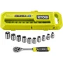 Ryobi Caja de llave de 90 dientes y 10 vasos de 3/8'' compatible con Ryobi LINK