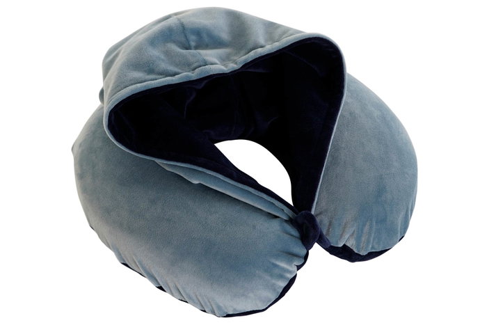 DKD Home Decor Cojín de Viaje con Capucha Azul Marino