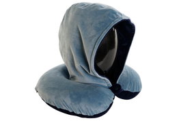 DKD Home Decor Cojín de Viaje con Capucha Azul Marino
