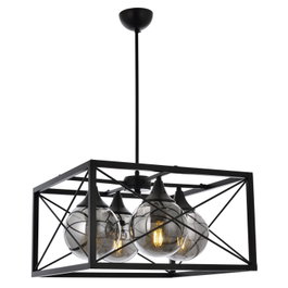Opviq AV-1732-4BSY Lámpara de Araña Metal Negro 4xE27 Moderna Industrial Elegante 80x45x45cm