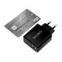 LogiLink Cargador USB-A de 12 W con 2 puertos, Negro