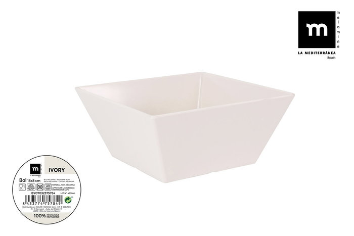 La Mediterranea Bol Melamina Ivory 18 x 8 cm (24 Unidades) La Mediterranea Bol Melamina Ivory 18 x 8 cm (24 Unidades)