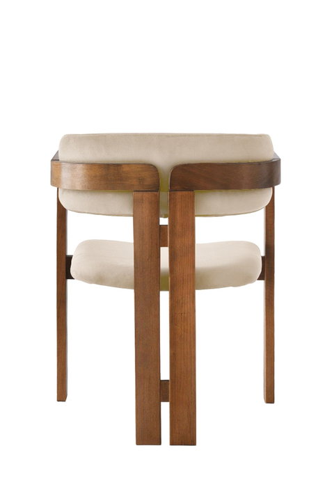 Hanah Home CO - 013 Silla de Madera con Asiento y Respaldo de Terciopelo y Contrachapado en Nogal y Beige, Comodidad y Diseño Elegante 58x76x49 cm