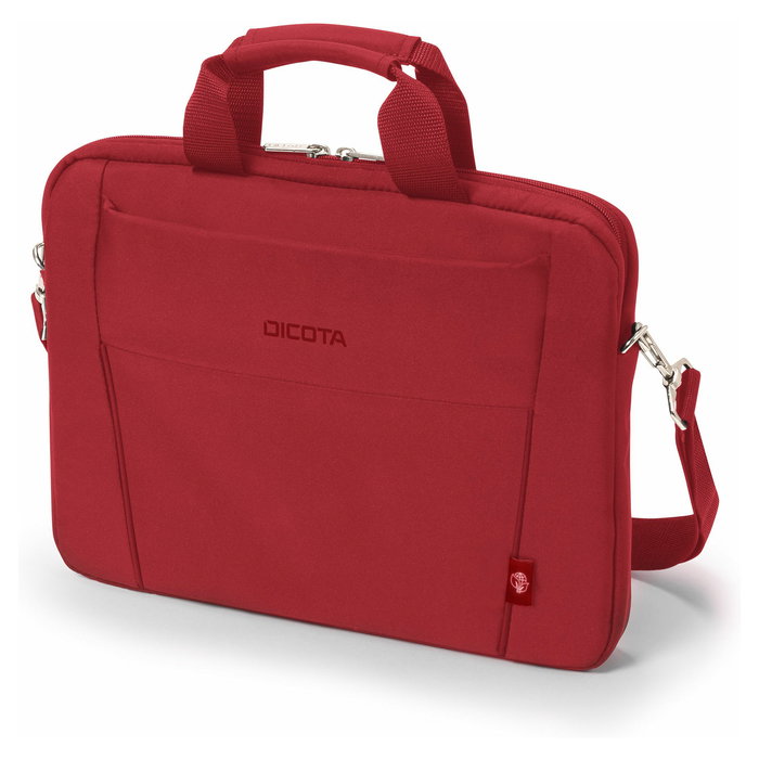 DICOTA Eco Slim Case BASE Maletín 14.1" con Asa y Tirante, Fabricado con Materiales Reciclados, Rojo DICOTA Eco Slim Case BASE Maletín 14.1" con Asa y Tirante, Fabricado con Materiales Reciclados, Rojo