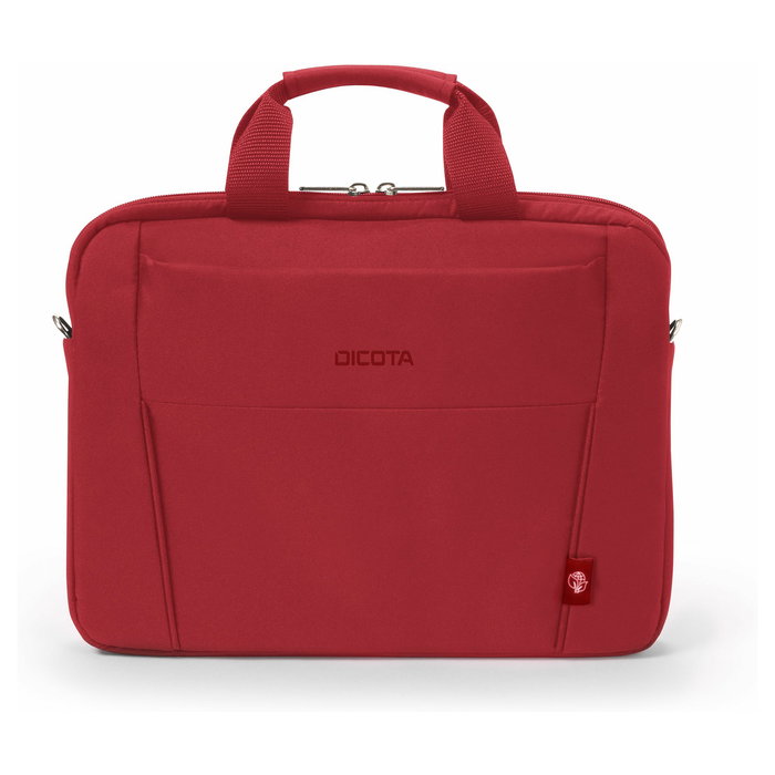 DICOTA Eco Slim Case BASE Maletín 14.1" con Asa y Tirante, Fabricado con Materiales Reciclados, Rojo DICOTA Eco Slim Case BASE Maletín 14.1" con Asa y Tirante, Fabricado con Materiales Reciclados, Rojo