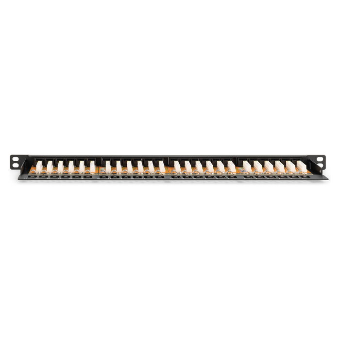 DIGITUS Patch Panel Cat 6 de 24 puertos RJ45, 0.5U, Negro