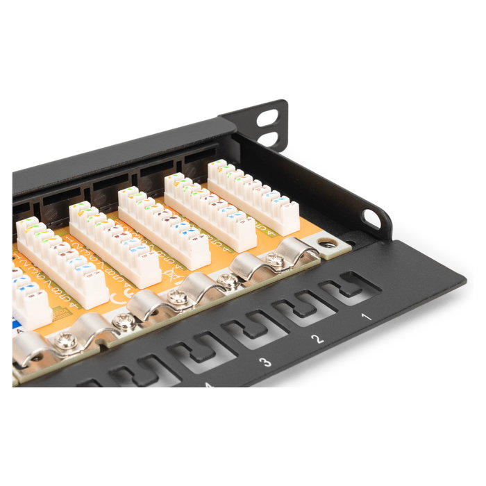 DIGITUS Patch Panel Cat 6 de 24 puertos RJ45, 0.5U, Negro