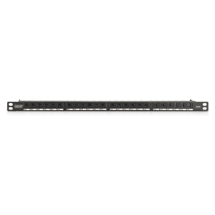 DIGITUS Patch Panel Cat 6 de 24 puertos RJ45, 0.5U, Negro